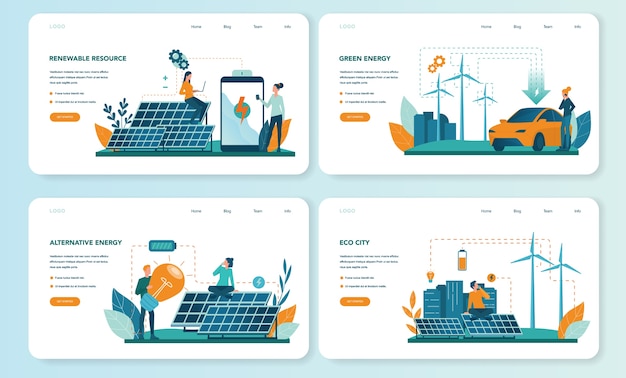 Alternative energy web banner or landing page set