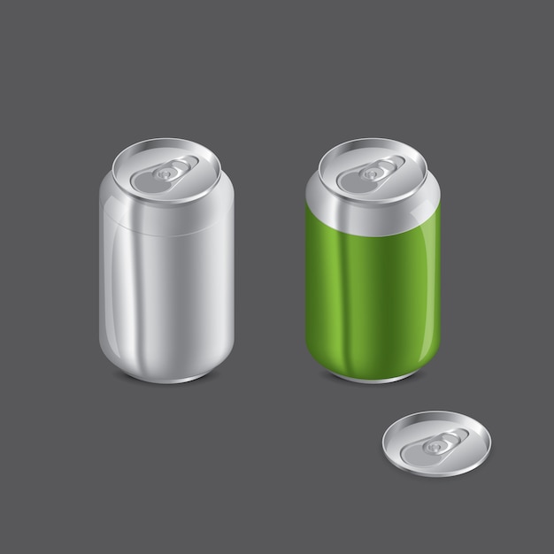 Aluminum can realistic on gray background