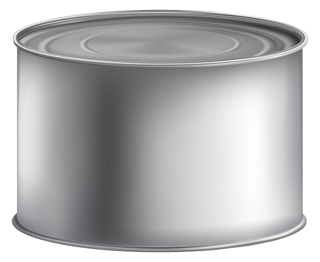 Aluminum food container mockup Realistic tin can