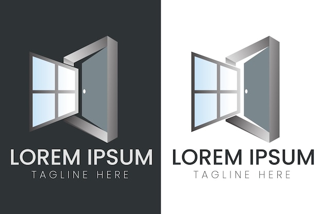 Aluminum swing doors, slide door and window vector. window and door logo vector.