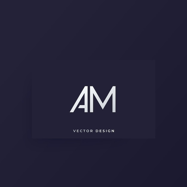 AM letters logo design vector monogram on a card