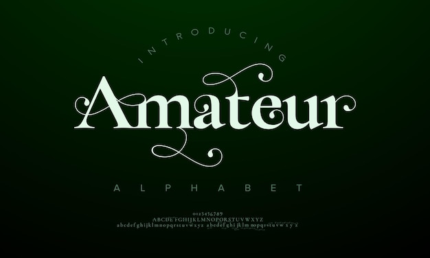 Amateur premium luxury elegant alphabet letters and numbers Elegant wedding typography classic serif