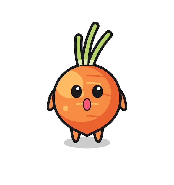 The amazed expression of the carrot cartoon , cute style design for t shirt, sticker, logo element