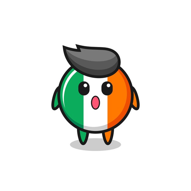 The amazed expression of the ireland flag badge cartoon , cute style design for t shirt, sticker, logo element