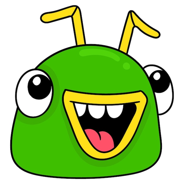 Amazedfaced green monster head doodle icon drawing