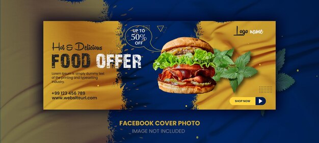 Vector amazing delicious food menu offer facebook cover photo template design