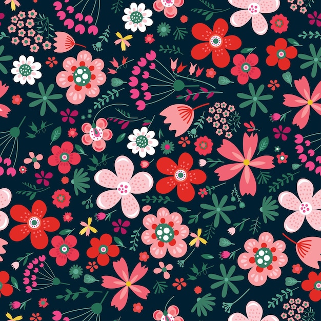 Amazing floral vector seamless pattern of flowers