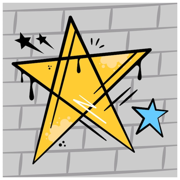 An amazing icon of hand drawn star vector in graffiti art style ready to use