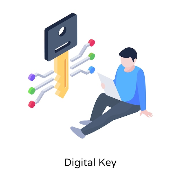 An amazing isometric illustration of digital key network access