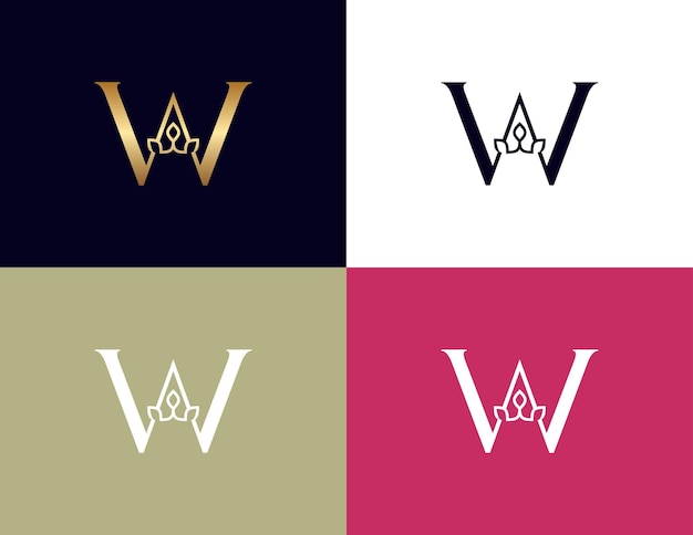 amazing luxury crown beauty logo letter W