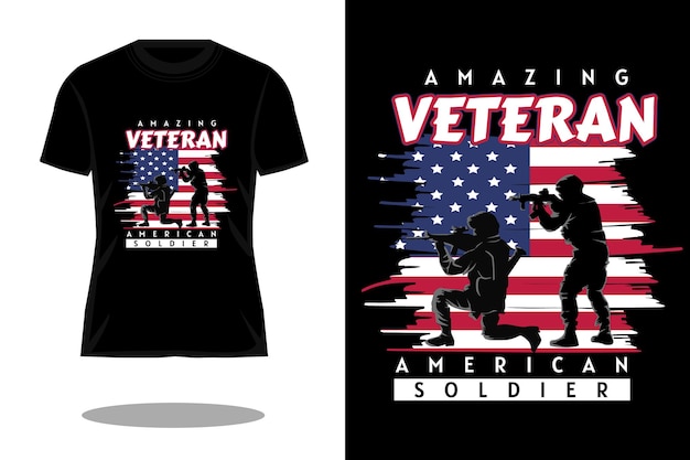 Amazing veteran silhouette retro t shirt design