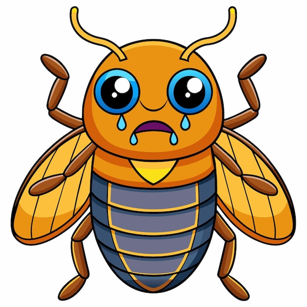 Ambrosia Beetle bug cries vector kawaii