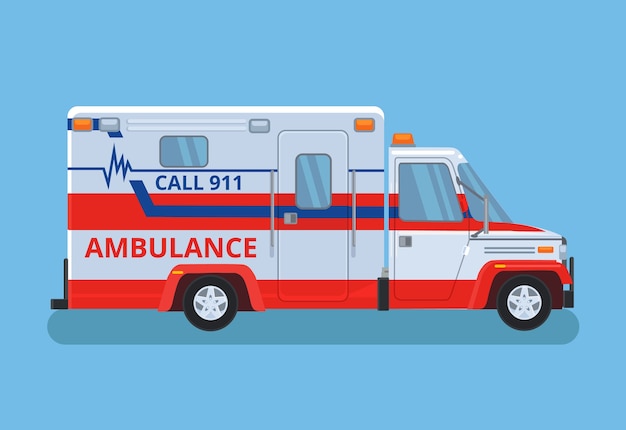 Ambulance car. flat cartoon