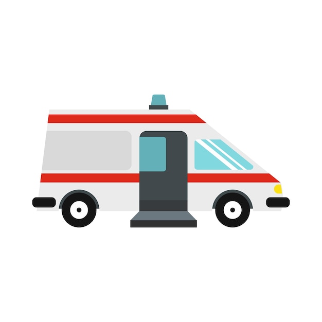 Ambulance car icon in flat style on a white background