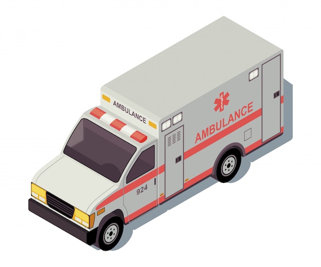 Ambulance car isometric color  illustration.