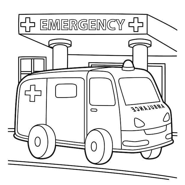 Ambulance Coloring Page