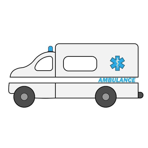 Ambulance emergency car or automobile Flat cartoon medical vehicle auto