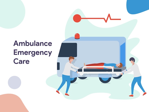 Vector ambulance emergency care illustration