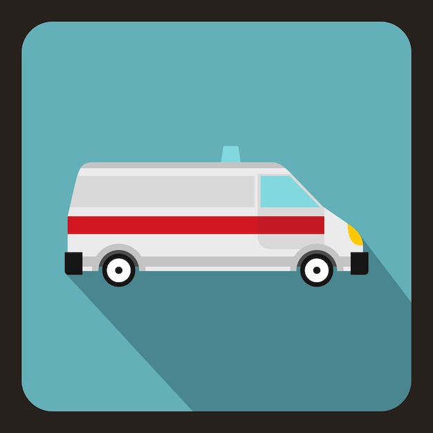 Ambulance icon in flat style with long shadow Medicine symbol vector illustration