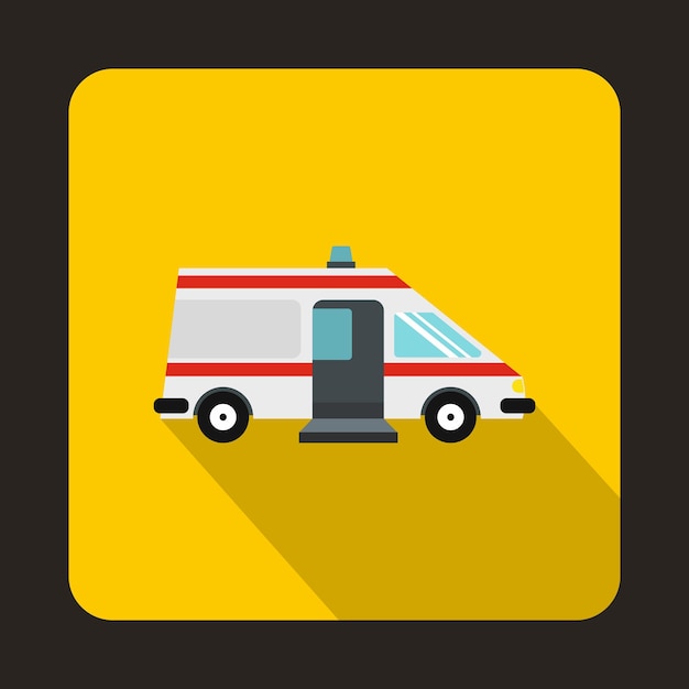 Ambulance icon in flat style with long shadow Treatment and medicine symbol