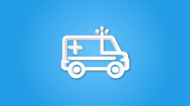 Ambulance medical car 3d realistic line icon vector illustration