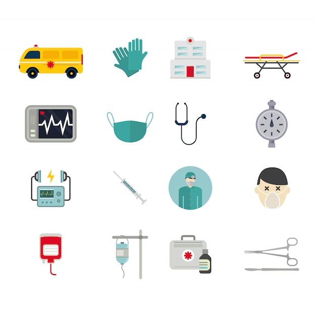 Ambulance reanimation icons vector illustration