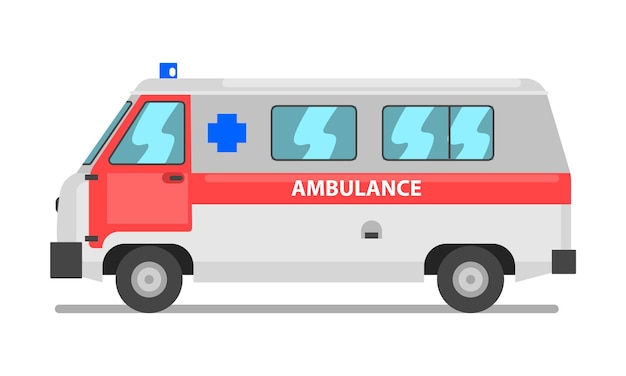 Vector ambulance service van emergency medical vehicle vector illustration isolated on a white background