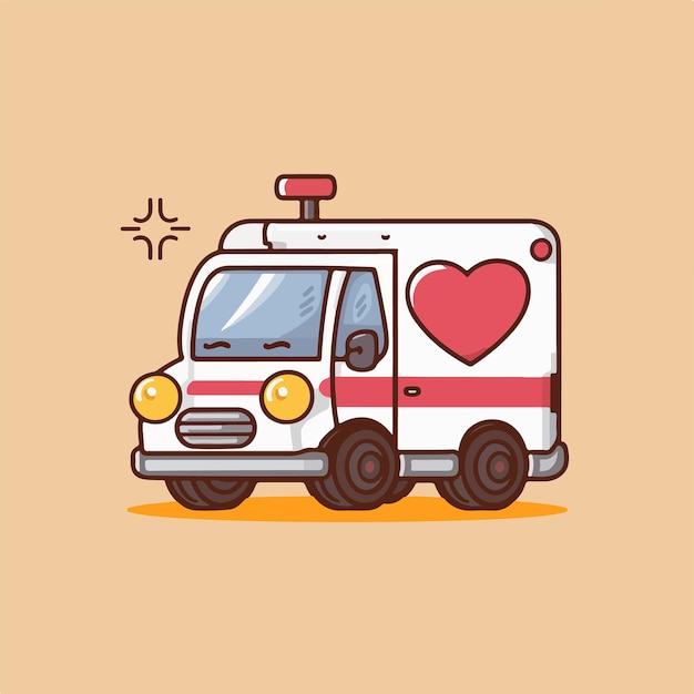 ambulance with a heart vector illustration