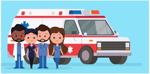 Ambulance with Medical Characters