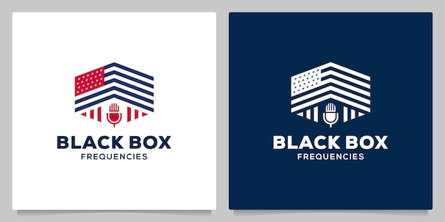 America Flag Geometric Microphone Podcast Logo Design Concepts