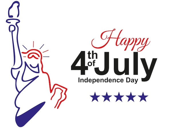 Vector america lady liberty independence day 7th of july white back