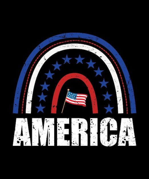 America Rainbow 4th July Tshirt design