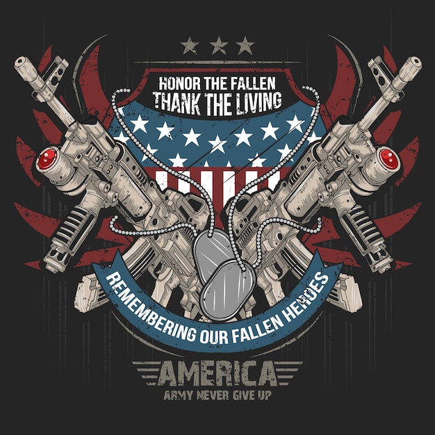 AMERICA WEAPON GUN AK MACHINE GUN VECTOR USA FLAG ARTWORK