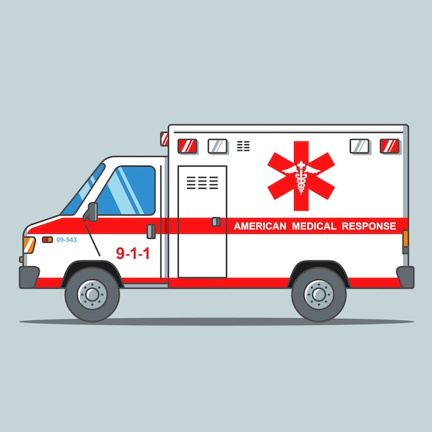 American ambulance on a gray background