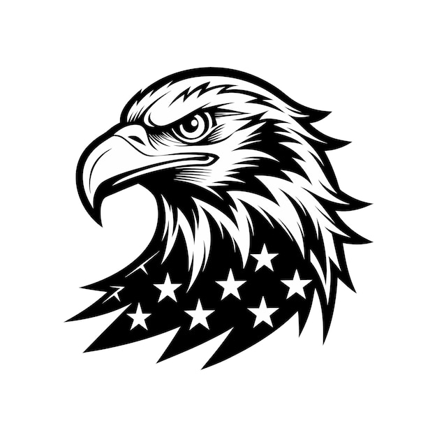 American Bald Eagle Head Logo Icon Sign Symbol American flag for 4th of July Independence Day