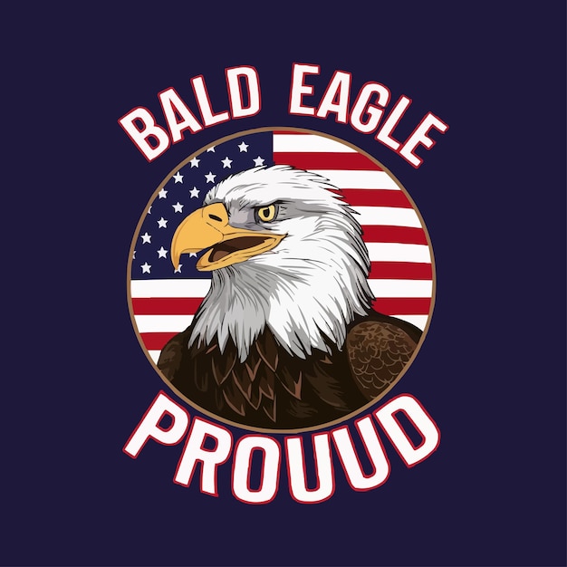 Vector american bald eagle holding banner vector t shirts design