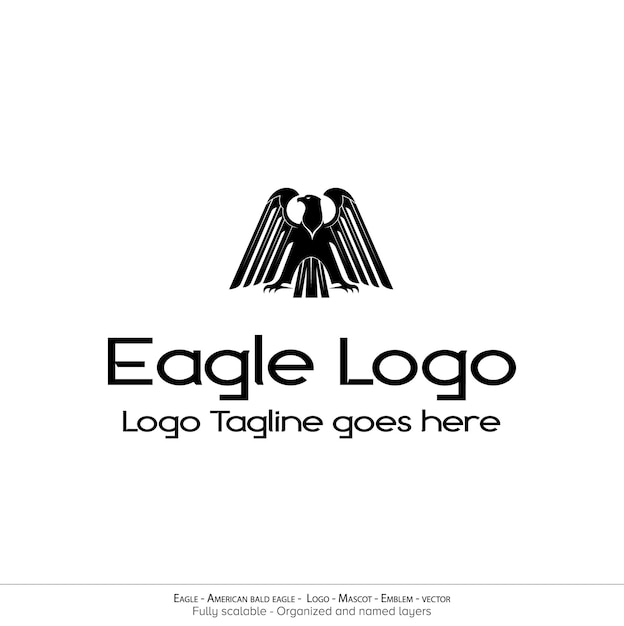 American Bald Eagle silhouette logo Minimal design Flying Bird Emblem mascot