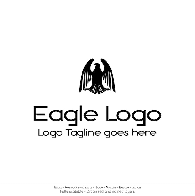 American Bald Eagle silhouette logo Minimal design Flying Bird Emblem mascot