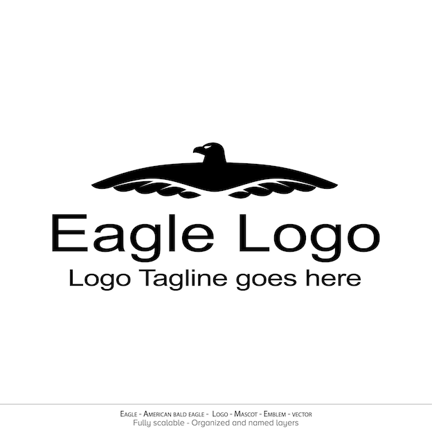 American Bald Eagle silhouette logo Minimal design Flying Bird Emblem mascot