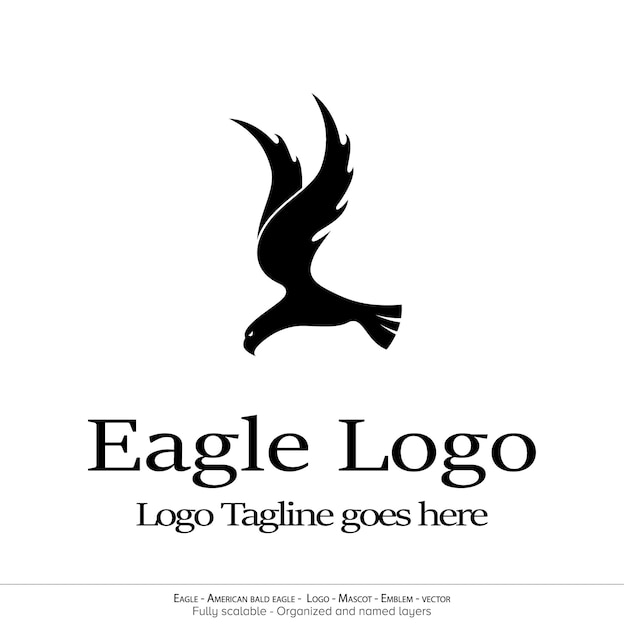 American Bald Eagle silhouette logo Minimal design Flying Bird Emblem mascot