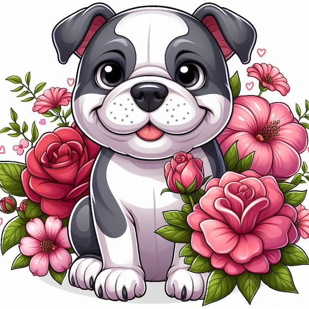 American Bulldog dog Vector Cartoon illustration