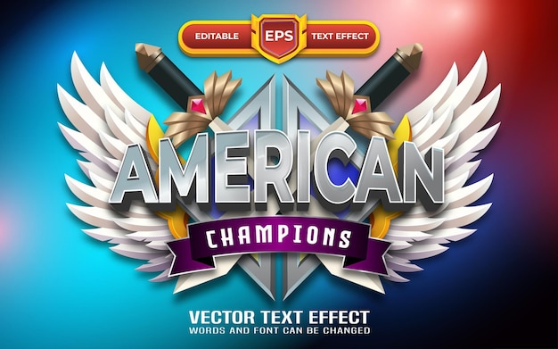 American champions emblem with editable text effect