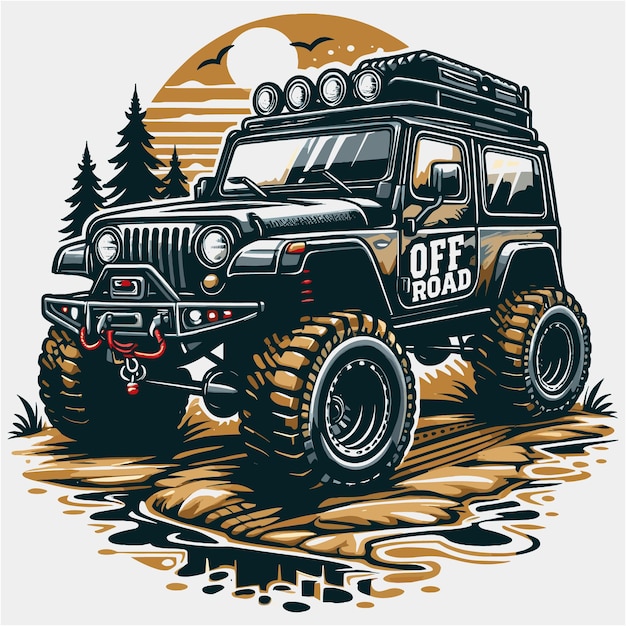 American Classic Offroad Offroad Car Forest silhouette vector file