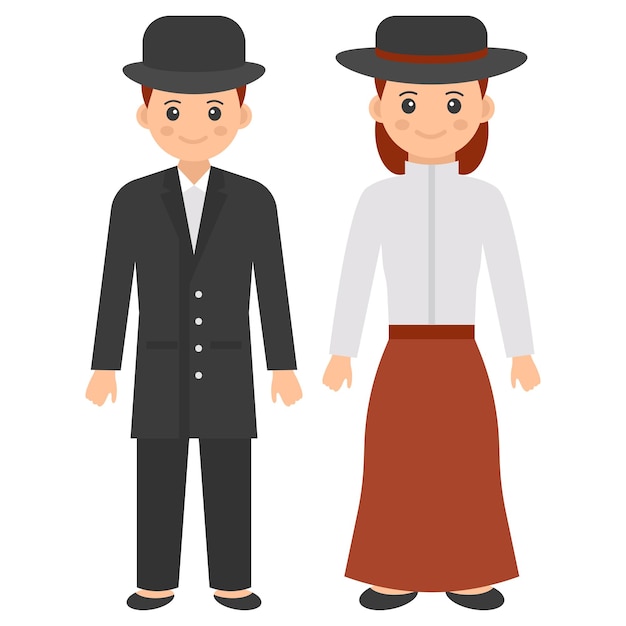 American couple standing together Concept North Ethnic Dress of USA vector design World Indigenous