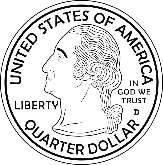 american dollar coin line art handmade silhouette model 1