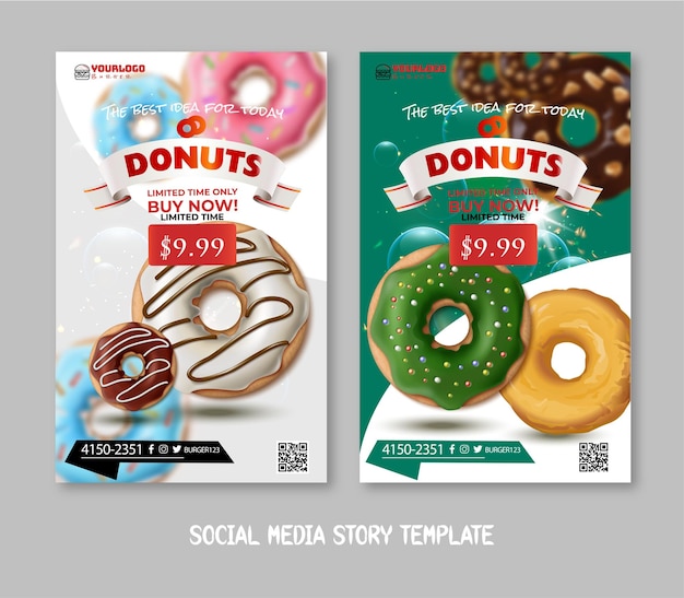 Vector american donuts food poster design template