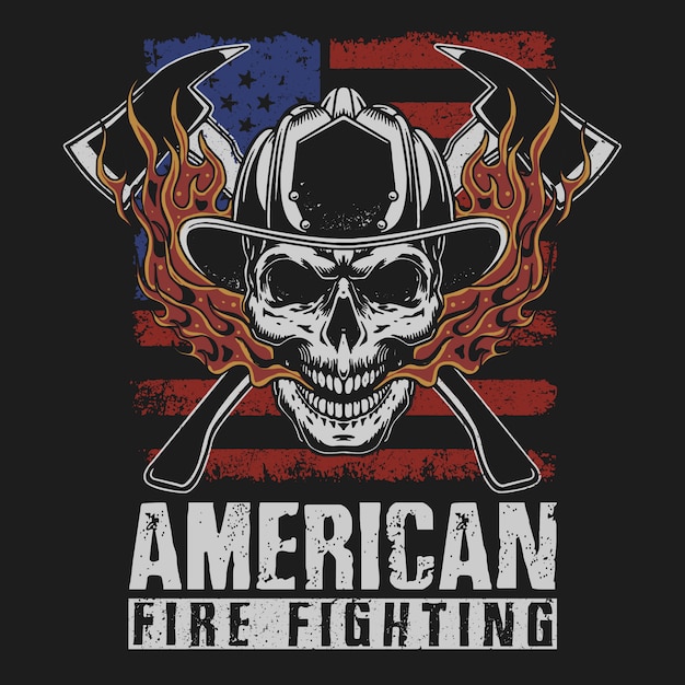 american firefighting grunge illustration vector