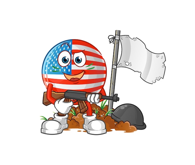 American flag army character. cartoon mascot vector