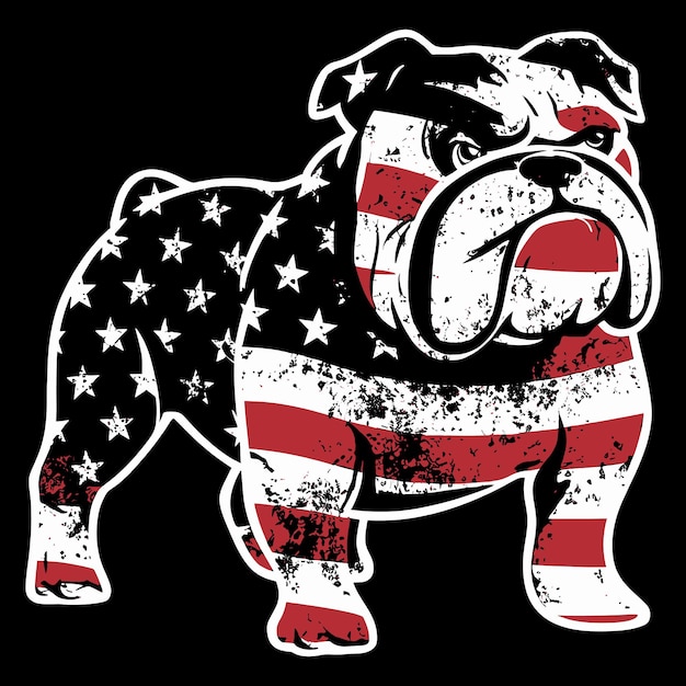 Vector american flag bulldog on its chest