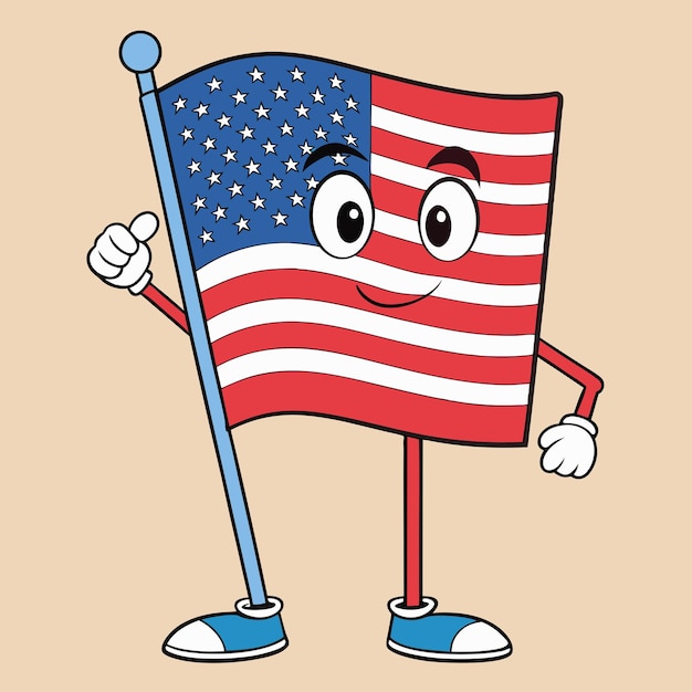 Vector american flag cartoon clip art vector illustration design